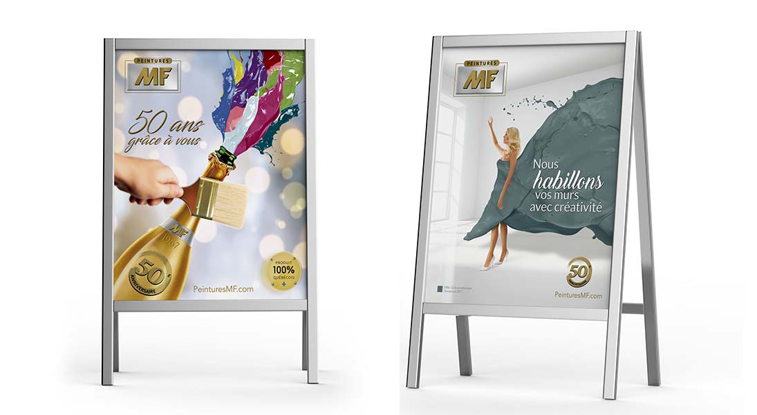 Panneau peintures MF promotion - conception design graphisme laval campagne publicitaire energik