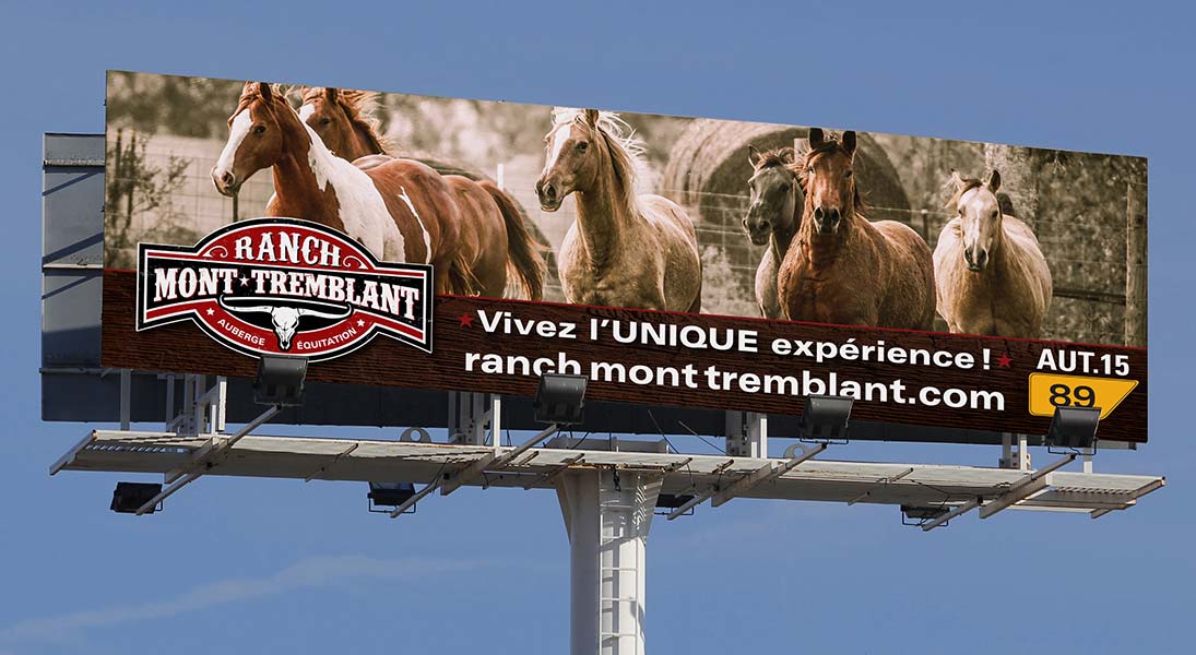 Panneau Astral Ranch Mont-Tremblant - conception design graphisme laval campagne publicitaire energik