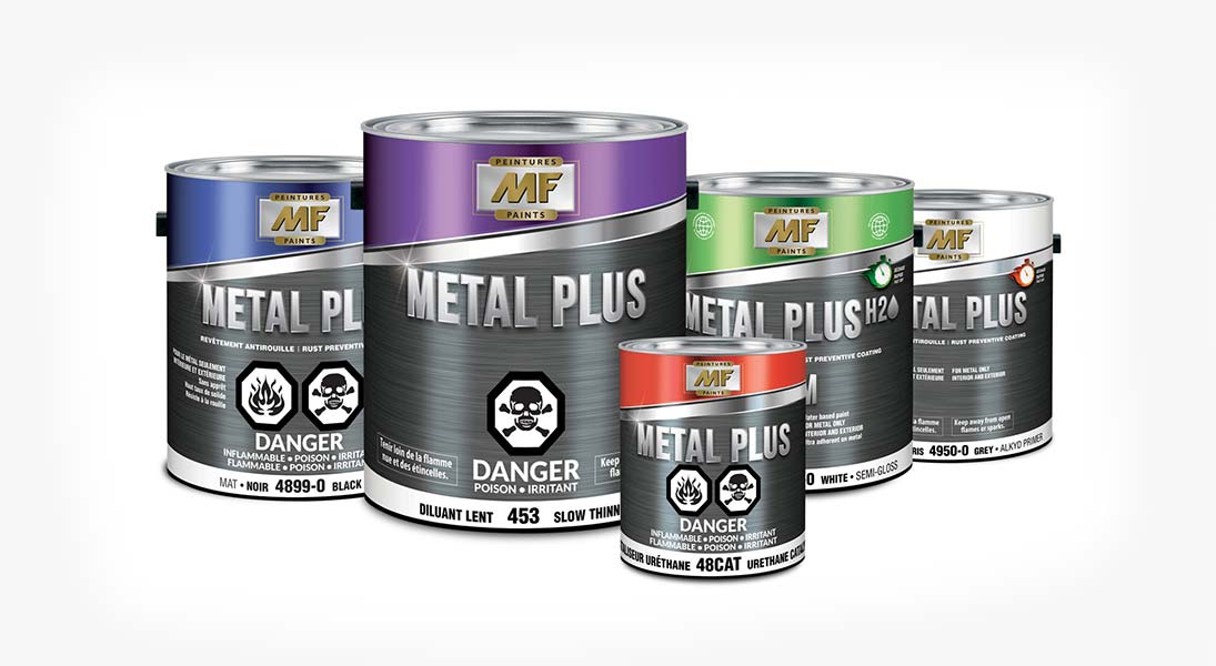 Pots peinture MF metal plus - conception design graphisme laval emballage energik