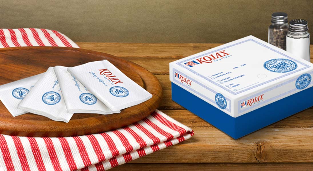 Boite repas Kojax napkins - conception design graphisme laval emballage packaging energik