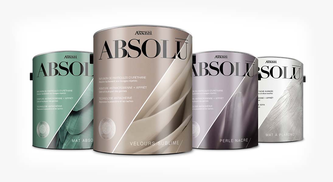 Gallon de peinture Absolu Denalt - conception design graphisme laval emballage energik