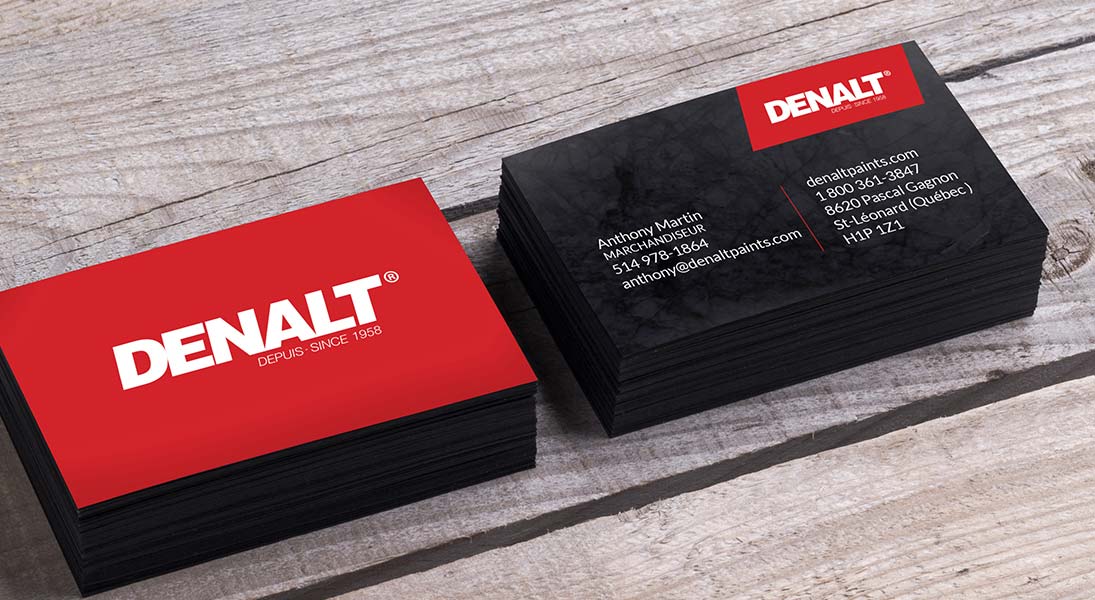 logo and business card Denalt - paint manufacturer logo stationery conception design graphism laval energik