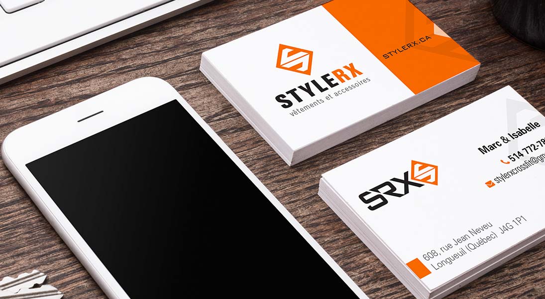logo busniess card Style RX - clothes and accesories logo stationery conception design graphism laval energik