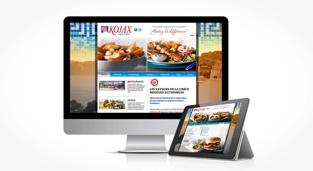 site web restaurants kojax - web site conception design graphisme laval energik